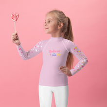 Load image into Gallery viewer, Believe Kids Rash Guard Pink
