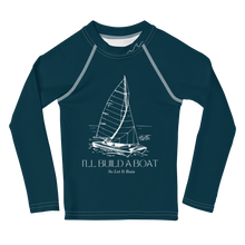 Load image into Gallery viewer, I&#39;ll Build A Boat Kids Rash Guard Sea Blue
