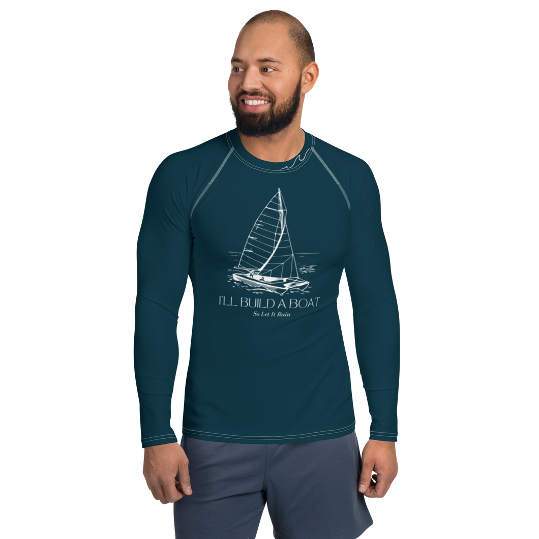 I'll Build A Boat Men's Rash Guard Sea Blue