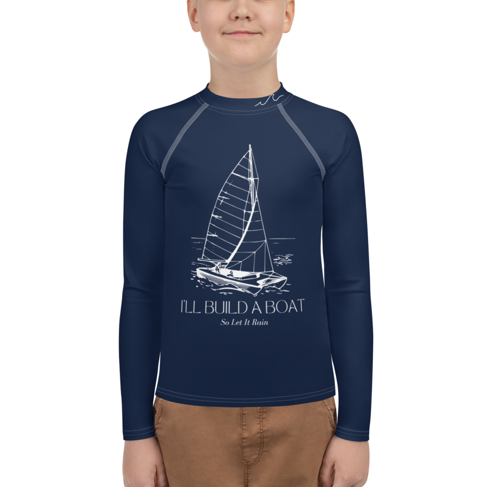 I'll Build A Boat Youth Rash Guard Navy