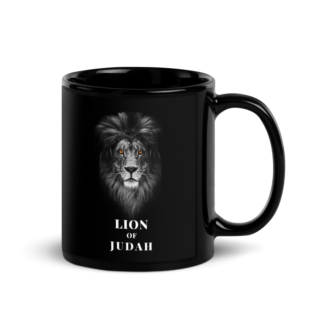 Lion of Judah Black Glossy Mug