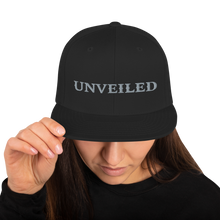 Load image into Gallery viewer, Unveiled Silver Font Snapback Hat
