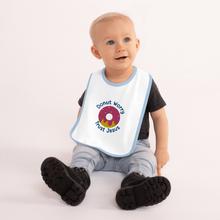 Load image into Gallery viewer, Donut Worry Trust Jesus Embroidered Baby Bib
