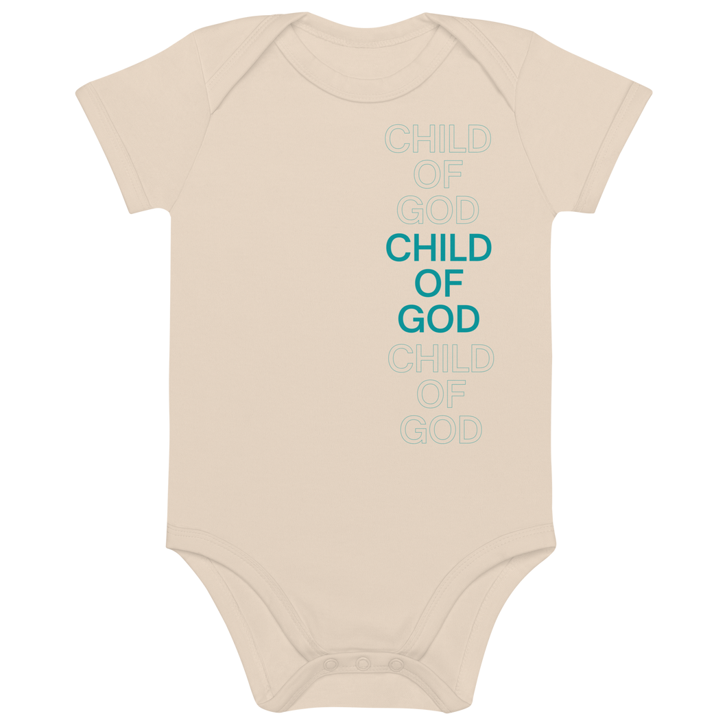 Child of God Organic cotton baby bodysuit Teal