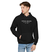 Load image into Gallery viewer, Unisex Kingz Armor Est white font fleece hoodie
