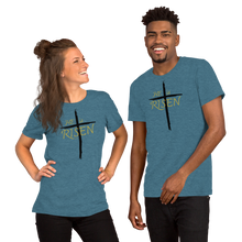 Load image into Gallery viewer, He is Risen black cross Short-sleeve unisex t-shirt
