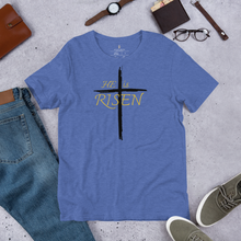 Load image into Gallery viewer, He is Risen black cross Short-sleeve unisex t-shirt
