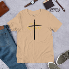 Load image into Gallery viewer, He is Risen black cross Short-sleeve unisex t-shirt
