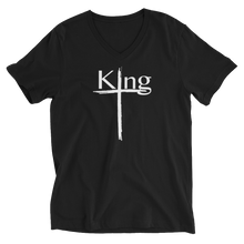 Load image into Gallery viewer, King Unisex Short Sleeve V-Neck T-Shirt White Font
