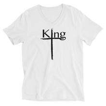 Load image into Gallery viewer, King Unisex Short Sleeve V-Neck T-Shirt blk font
