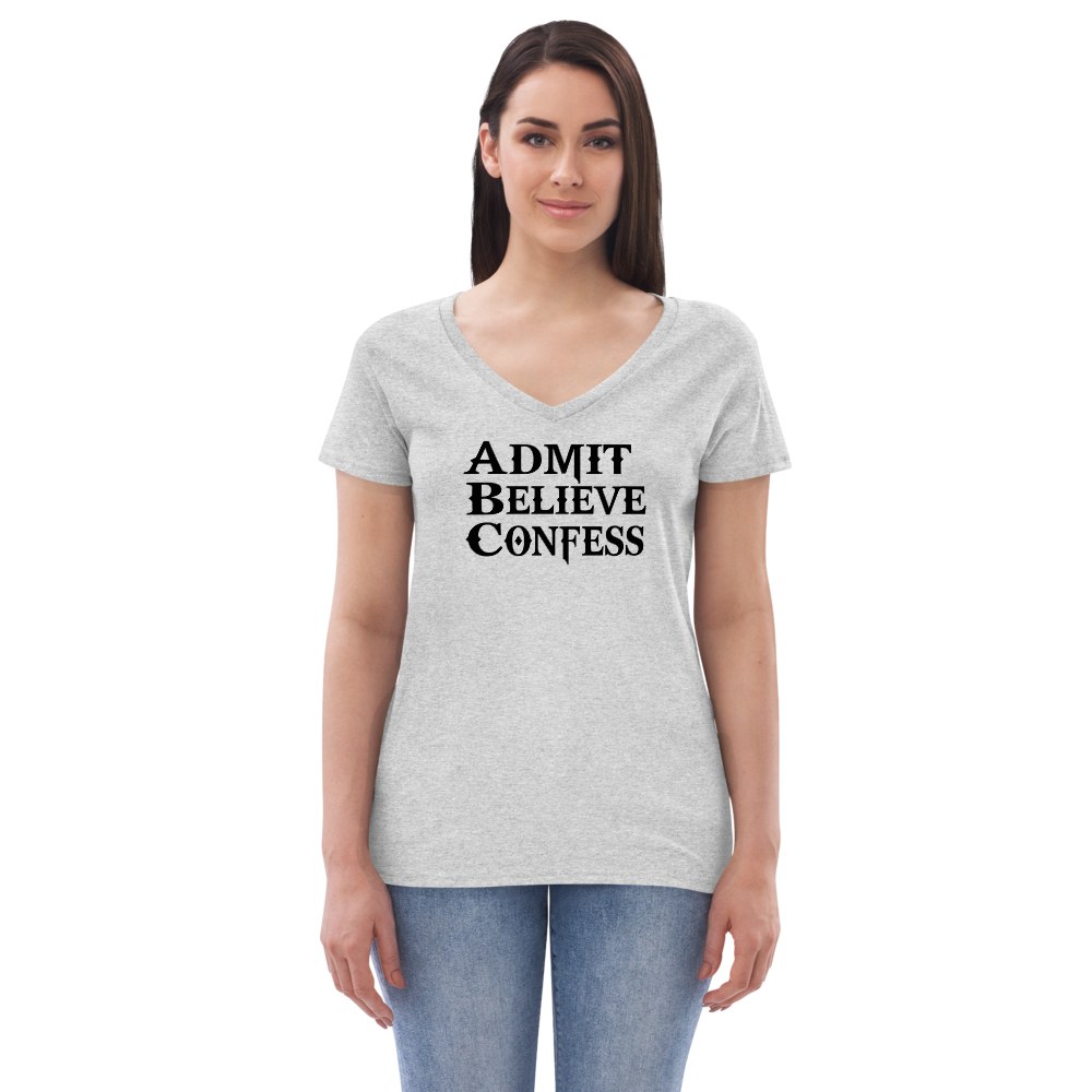 Women’s ABC's recycled v-neck t-shirt black font